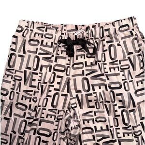 Victoria's Secret Black and Pink Graphic Print Pants medium